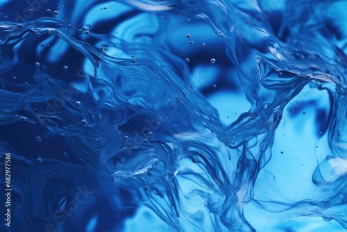A close-up view of a blue liquid substance. This image can be used to depict scientific experiments, chemical reactions, or abstract concepts related to liquids and color.