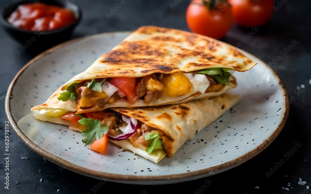 Capture the essence of Quesadilla in a mouthwatering food photography shot Generative AI