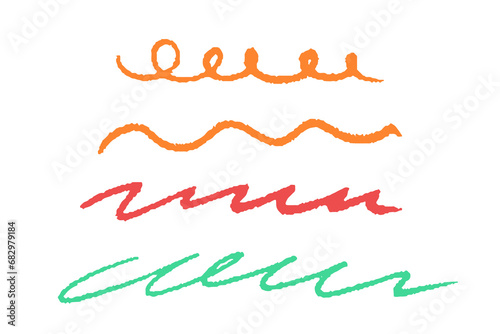 crayon emphasis underline. Hand drawn colored charcoal symbol for diagrams. Doodle simple sketch icon. Vector illustration isolated on white