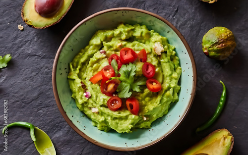 Capture the essence of Guacamole in a mouthwatering food photography shot Generative AI