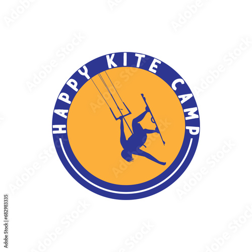 kite beach sports camp logo design vector