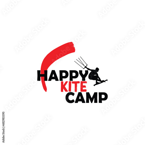 kite beach sports camp logo design vector