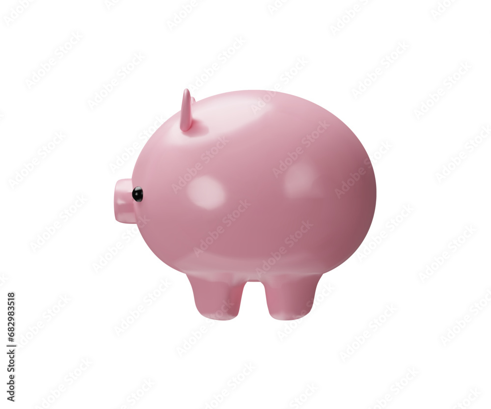 Fototapeta premium 3D render Pig piggy bank. Money creative business concept. Realistic vector illustration design. Financial services. Safe finance investment. Symbol of cash. Stability, security of money storage.