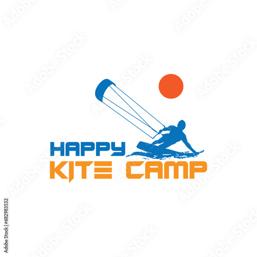 kite beach sports camp logo design vector