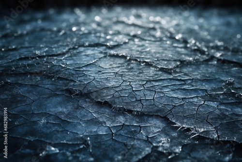 ice winter background cracks grunge texture black dark blue gray wallpaper. ai generative