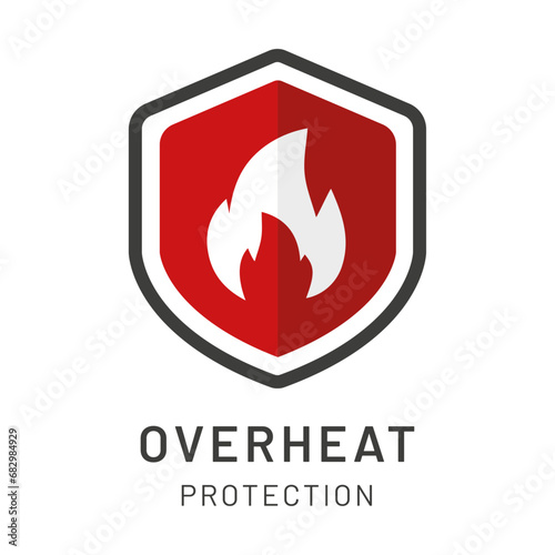Overheat protection vector icon with flame symbol photo