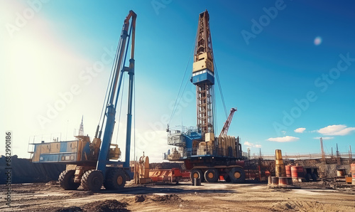 Drilling rig is drilling to the land to get oil