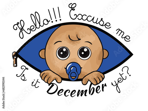 T-Shirt and Sweatshirt Mock-up "Excuse me!!! is it already December?", for pregnant woman expecting a boy.