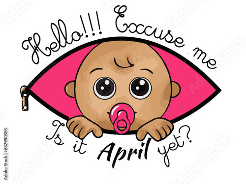 T-Shirt and Sweatshirt Mock-up "Excuse me!!! is it already April?", for pregnant woman expecting a girl.