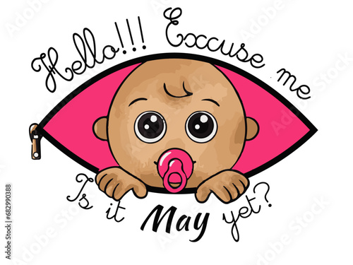 T-Shirt and Sweatshirt Mock-up "Excuse me!!! is it already May?", for pregnant woman expecting a girl.