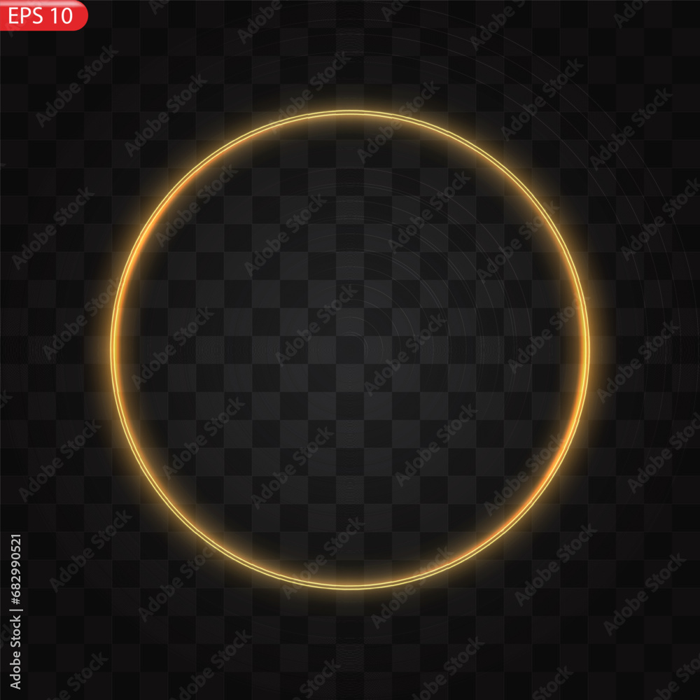 Gold circles frame with glitter light effect. A golden flash flies in a circle in a luminous ring. Gold circles frame with glitter light effect. A golden flash flies in a circle in a luminous ring.