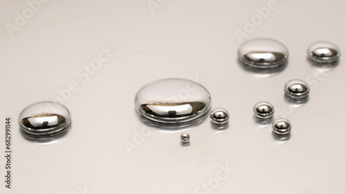 mercury toxic metal, spilled drops of mercury
