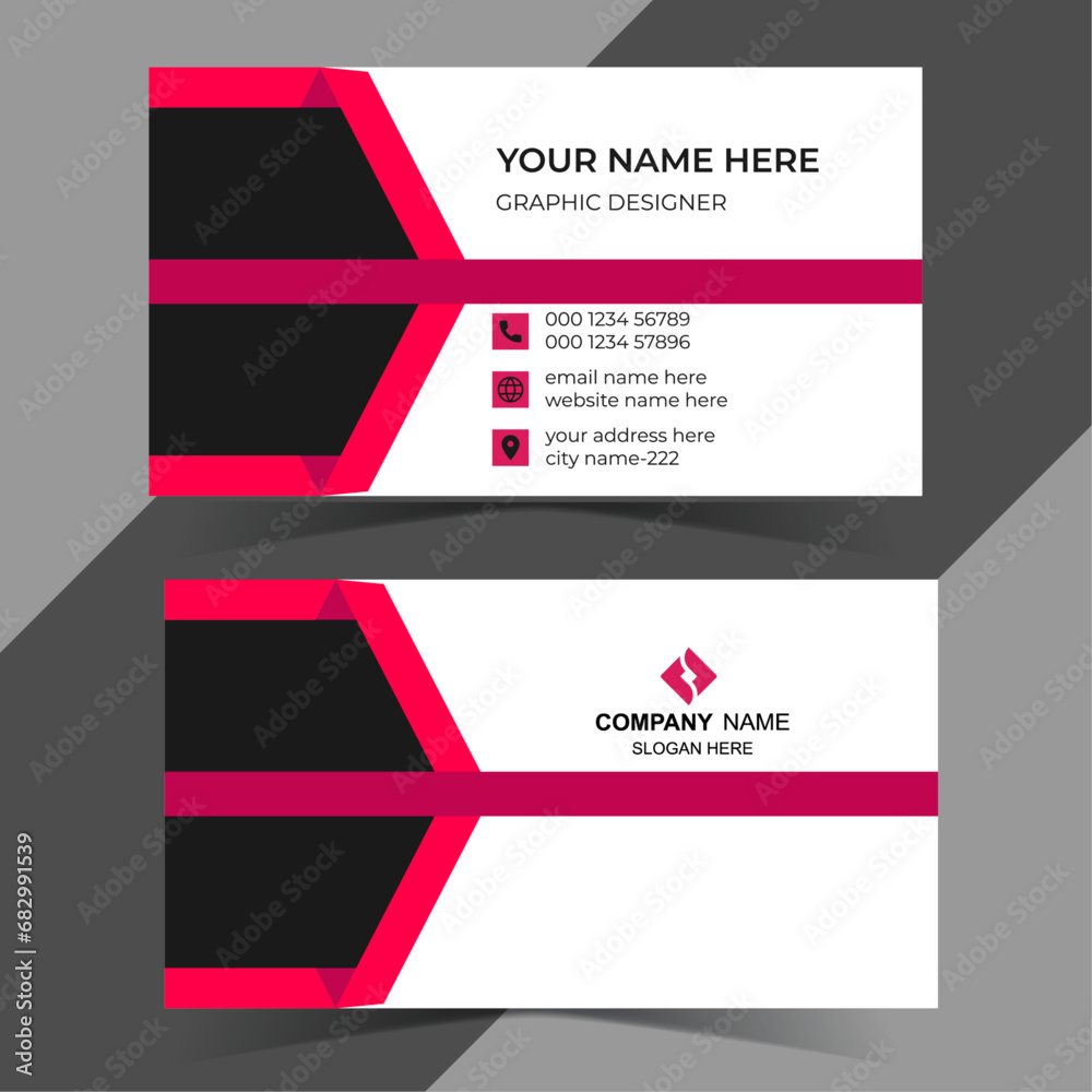 Double-sided creative business card template. Portrait and landscape orientation. Horizontal and vertical layout. Vector illustration

modern creative business card and name card horizontal simple cle