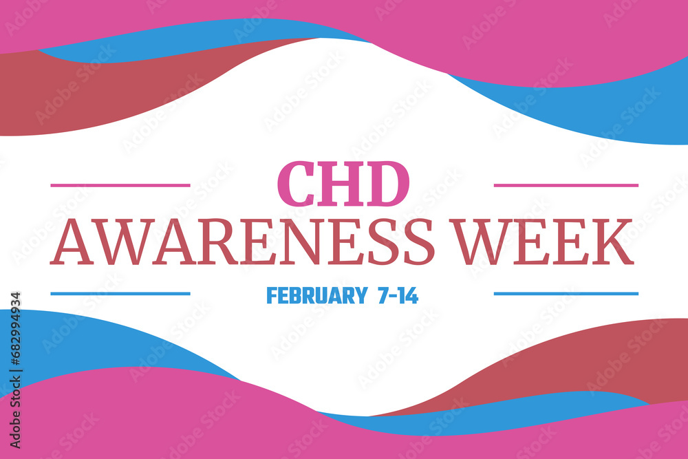 CHD Awareness week background with traditional border design. Congenital heart disease awareness