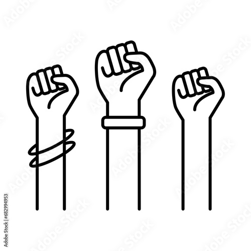 Gender Equality icon. Clenched fists to fight for rights