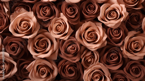 Brown roses background. Beautiful flowers for valentine s day. Colorful background.
