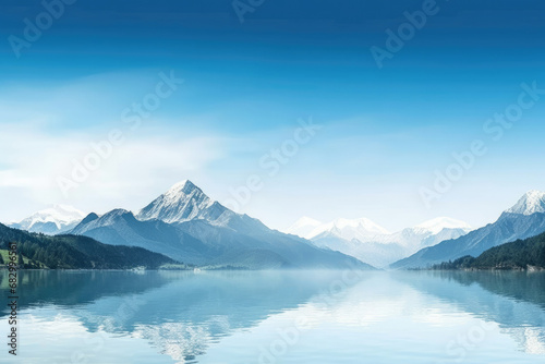 Beauty snow water blue panorama lake landscape mountains view nature scenery sky
