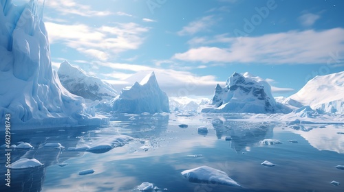 Process of ice melting glaciers during thaw, nature concept photo