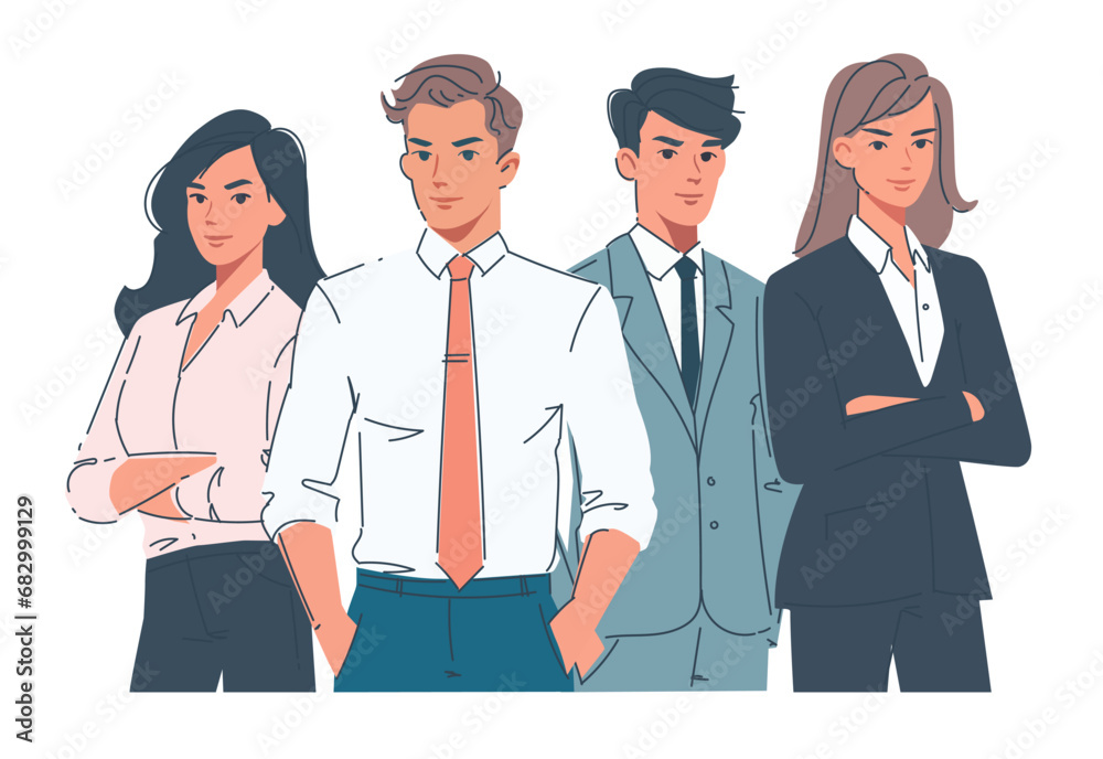 Successful team, teamwork concept, young business colleagues standing together. Vector illustration Successful team, teamwork concept, young business colleagues standing together. Vector illustration