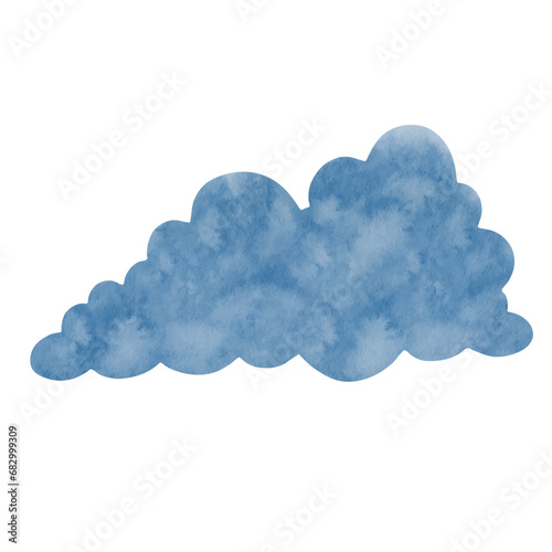 Blue watercolor cloud. Vector graphics.