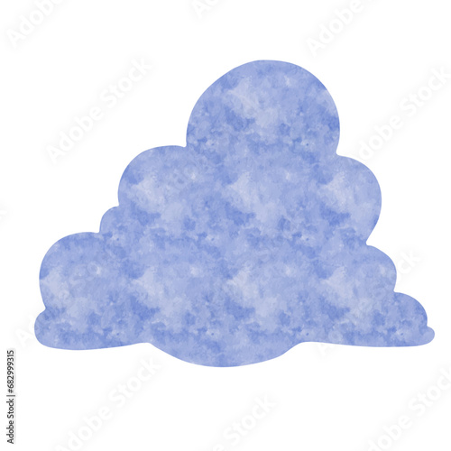 Blue watercolor cloud. Vector graphics.