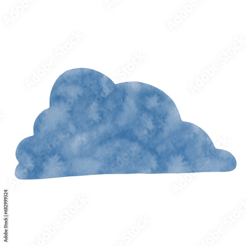 Blue watercolor cloud. Vector graphics.