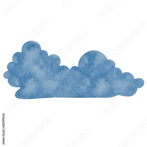 Blue watercolor cloud. Vector graphics.