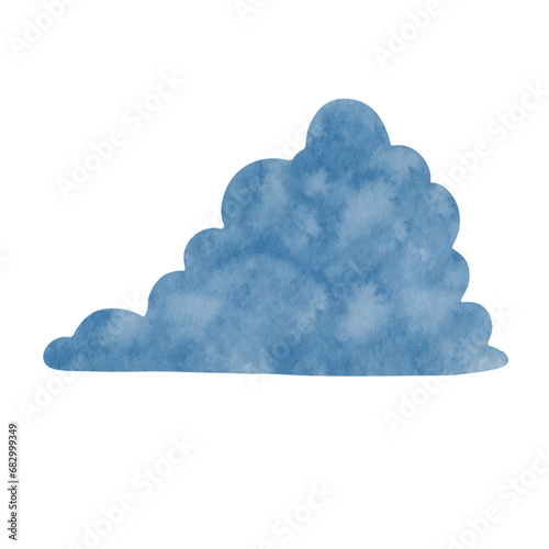 Blue watercolor cloud. Vector graphics.