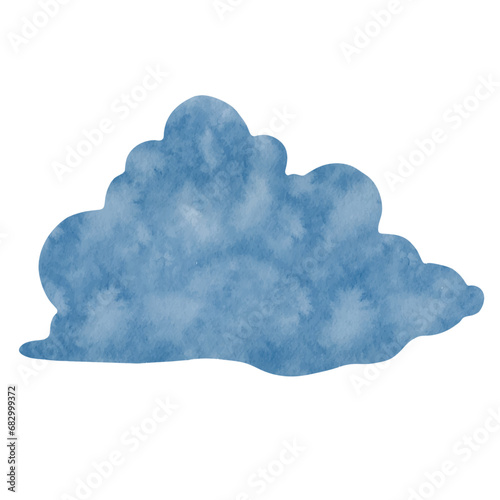 Blue watercolor cloud. Vector graphics.