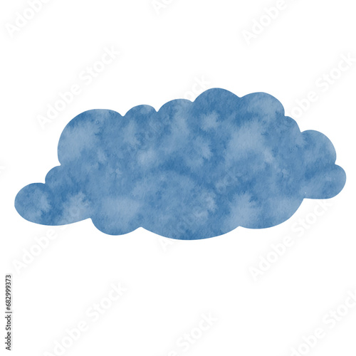 Blue watercolor cloud. Vector graphics.