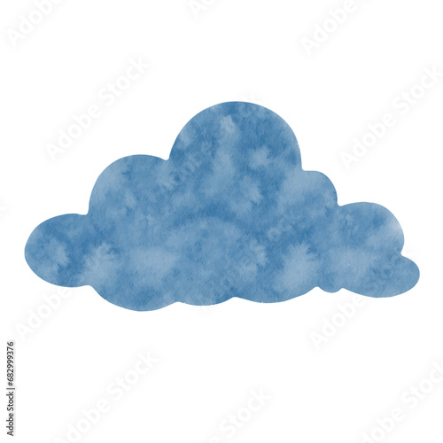Blue watercolor cloud. Vector graphics.