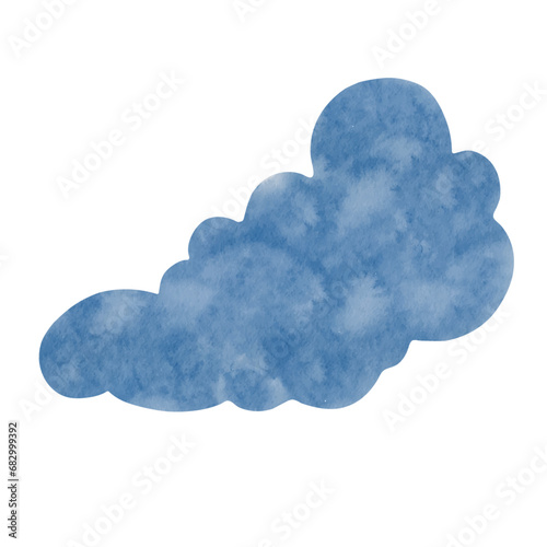 Blue watercolor cloud. Vector graphics.