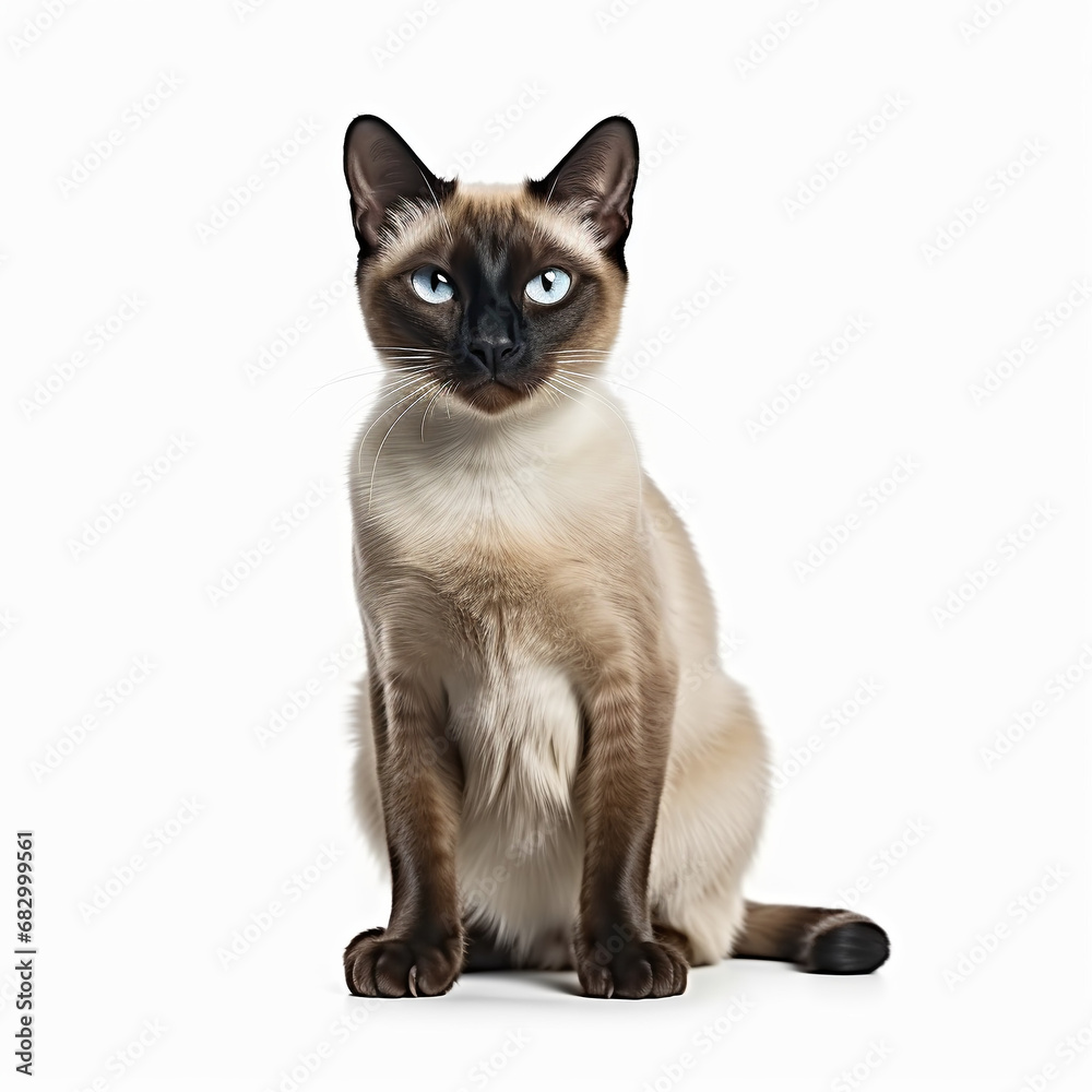 Siamese Cat, isolated, closeup, white background