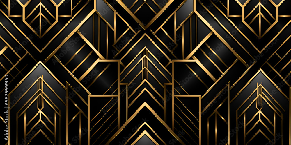 abstract geometric pattern ,A gold and black art deco style background with the words great gatsby on it generative ai
 - obrazy, fototapety, plakaty 