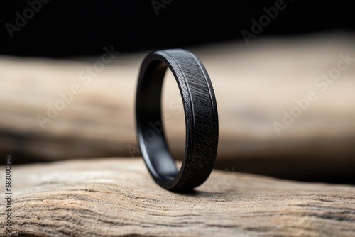 a simple minimalistic black metal ring designed for men photo