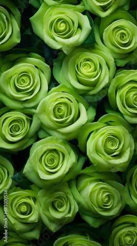 Green roses background. Beautiful flowers for valentine s day. Colorful background. 
