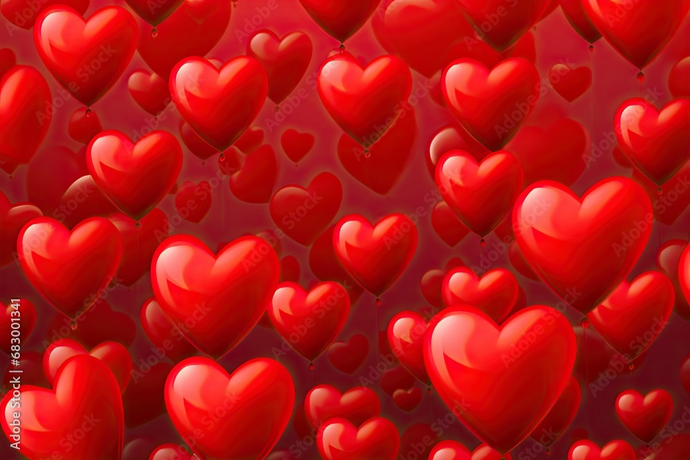 red background in the form of hearts, Valentine's day template red background in the form of hearts, Valentine's day template
