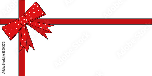Banner con nastro rosso e fiocco a pois bianchi photo