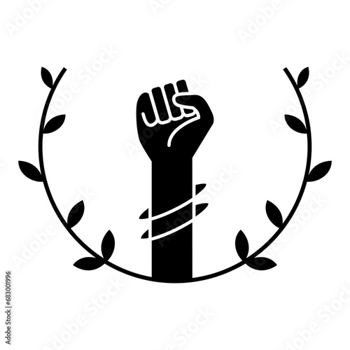 Gender Equality icon. Clenched fists to fight for rights