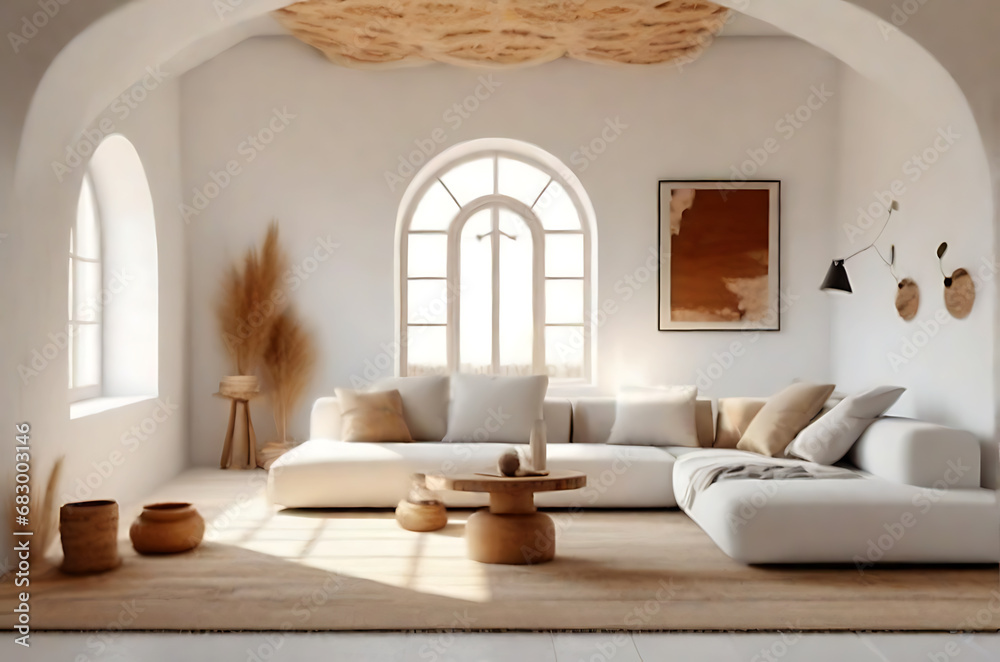 Minimalist interior design of modern living room. generative AI Minimalist interior design of modern living room. generative AI