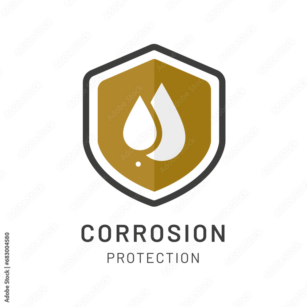 Corrosion protection vector icon with water drops symbol.