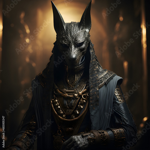 Anubis, the ancient Egyptian god of death and the world of the dead, is a fantastical character from Egypt, photo