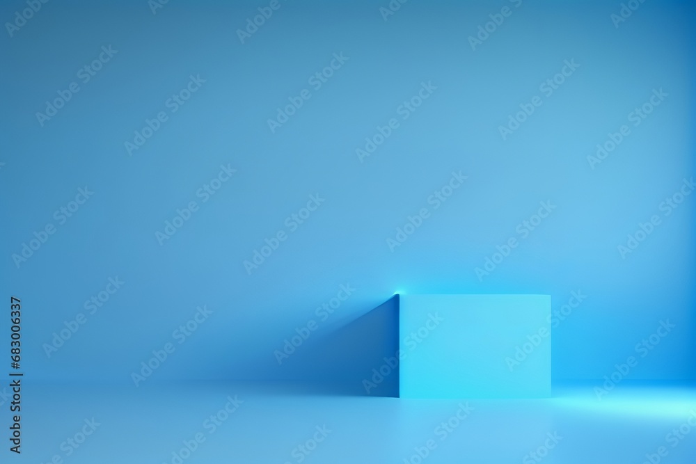 Fototapeta premium Photo empty blue studio room used as a background | Blue Room for Product presentation | Soft and Natural Lighting
