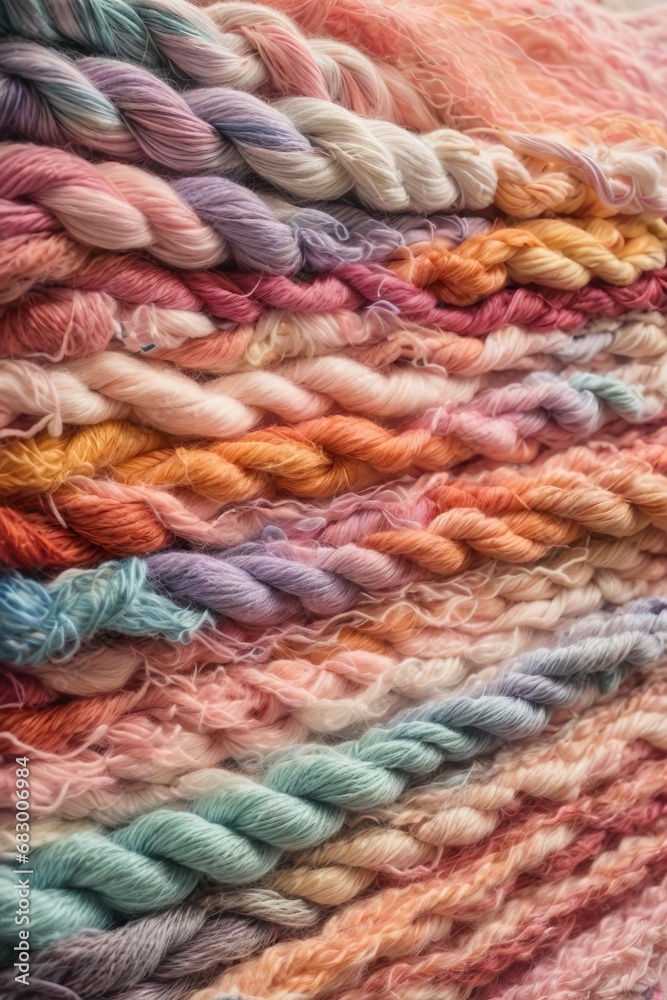 close up of colorful wool Close-up, macro photography of natural woolen threads