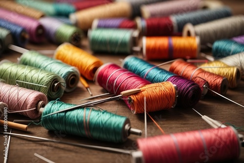 a variety of threads in skeins, everything for sewing and embroidery