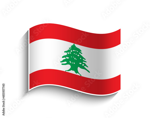 Vector Lebanon waving Flag Icon