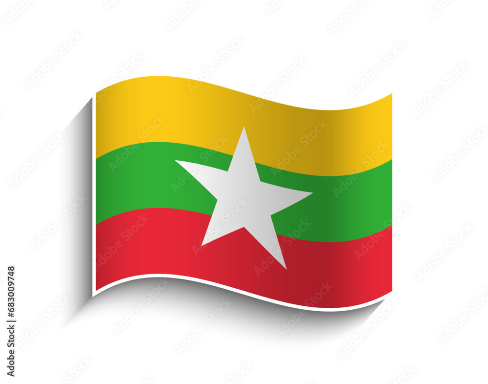 Vector Myanmar waving Flag Icon Vector Myanmar waving Flag Icon