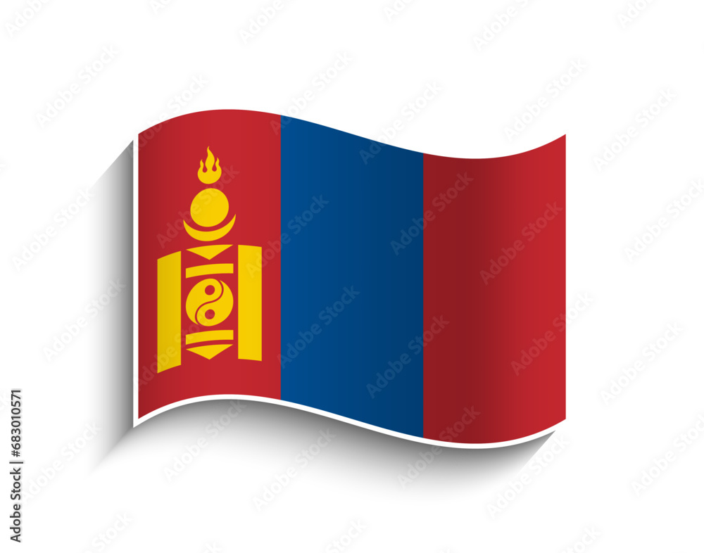 Naklejka premium Vector Mongolia waving Flag Icon