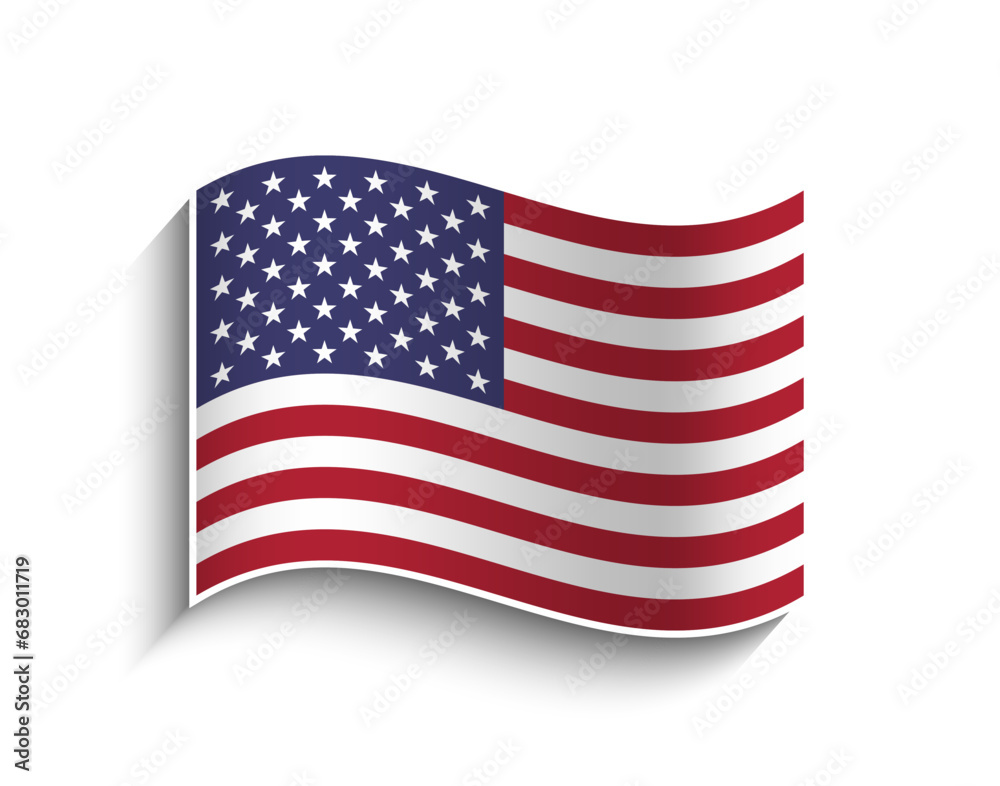 Vector USA waving Flag Icon Vector USA waving Flag Icon
