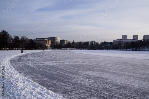Photography Scenic view of snow covered lake against sky